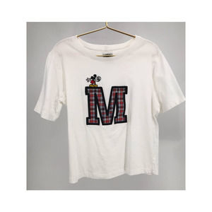 Mickey & Co Disney Vintage Mickey White Patch Short Sleeve Crop T-Shirt